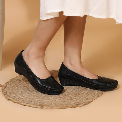 Women's Slip-On Moccasin Loafer with Perforated Detail