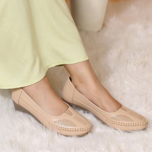 Women's Slip-On Moccasin Loafer with Perforated Detail
