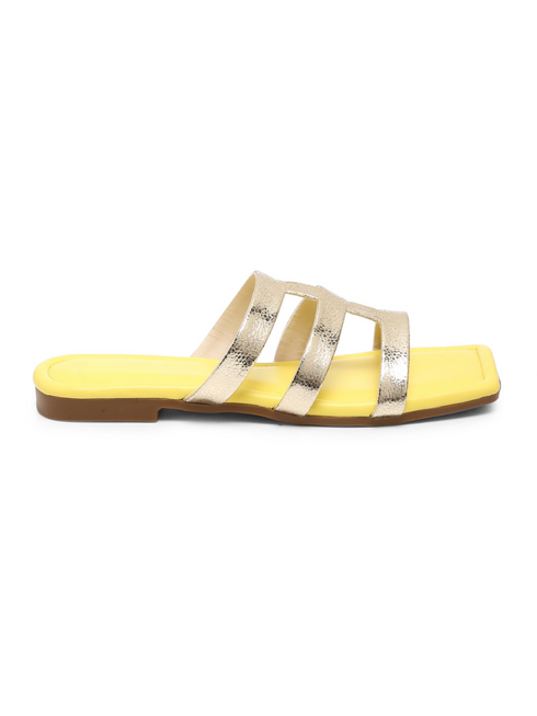 GNIST Yellow Strappy Flats