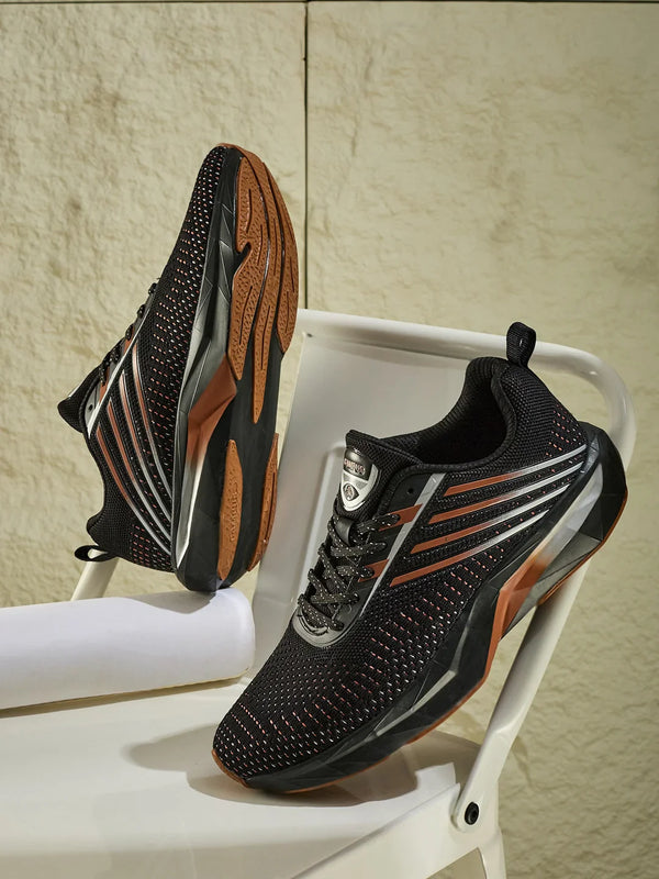 AMPOR Black Men's Running Shoes