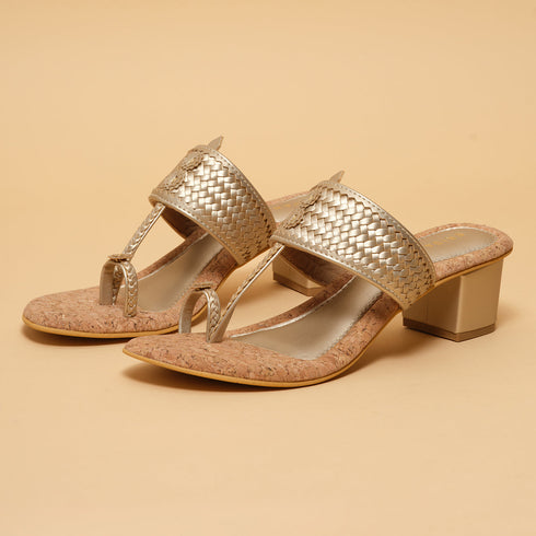 Arzu Metallic Kolhapuri Heels
