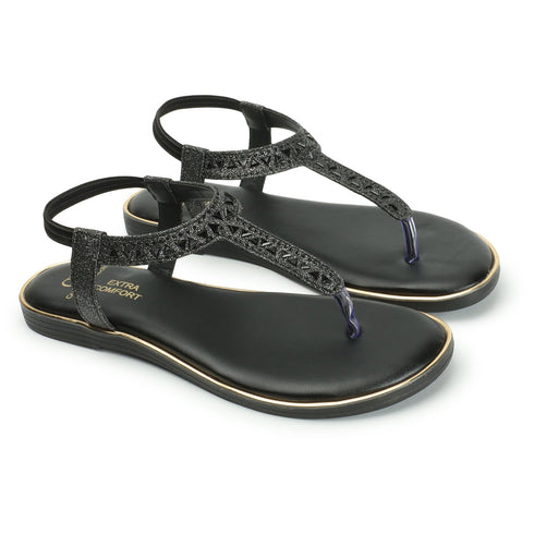 Women's Adjustable Ankle Strap Embellished T-Strap Sandals
