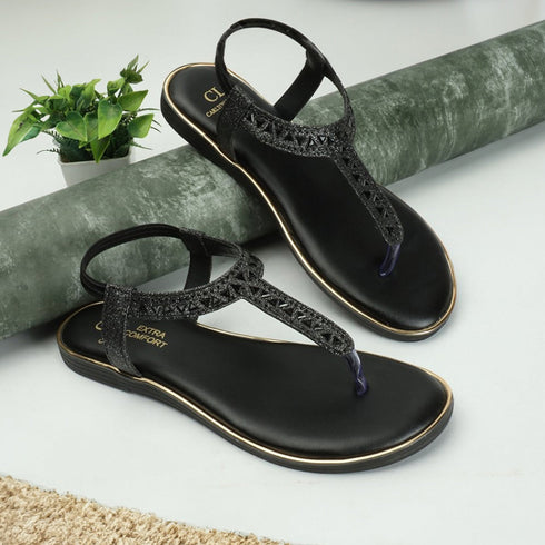 Women's Adjustable Ankle Strap Embellished T-Strap Sandals