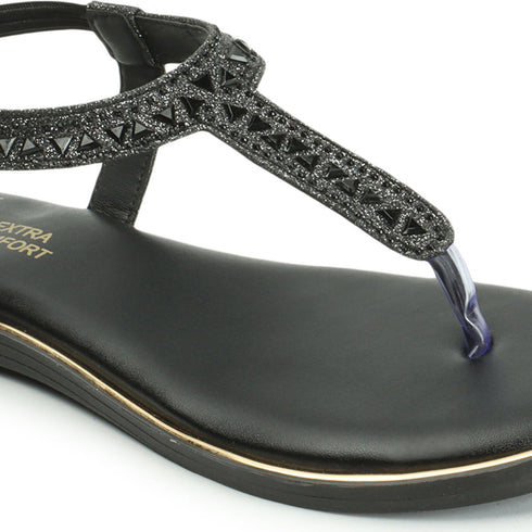 Women's Adjustable Ankle Strap Embellished T-Strap Sandals