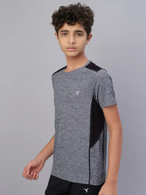 Boys Melange Slim Fit Crew Neck T-shirt with DOUBLE COOL