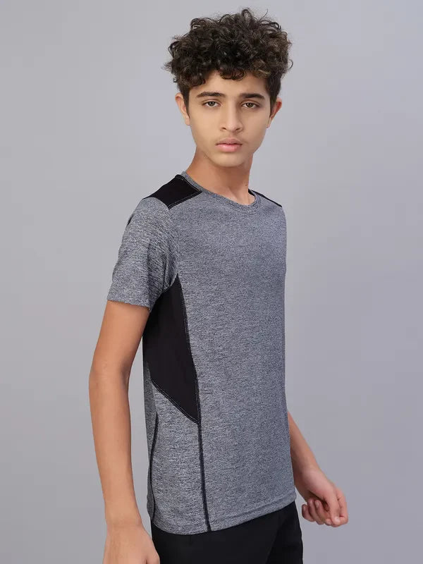 Boys Melange Slim Fit Crew Neck T-shirt with DOUBLE COOL