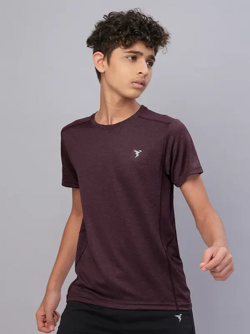 Boys Melange Slim Fit Crew Neck T-shirt with DOUBLE COOL