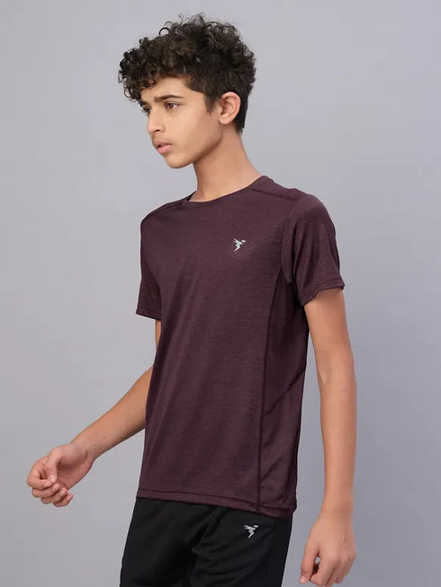 Boys Melange Slim Fit Crew Neck T-shirt with DOUBLE COOL