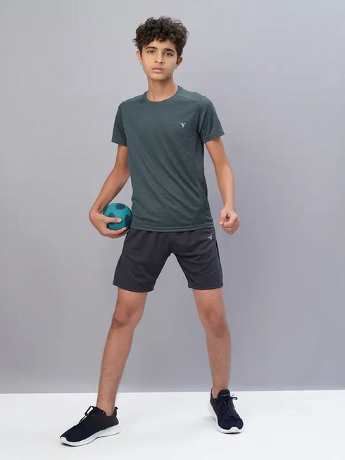 Boys Melange Slim Fit Crew Neck T-shirt with DOUBLE COOL