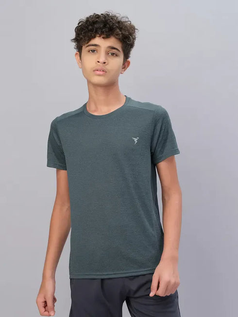 Boys Melange Slim Fit Crew Neck T-shirt with DOUBLE COOL