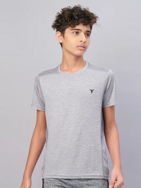 Boys Melange Slim Fit Crew Neck T-shirt with DOUBLE COOL