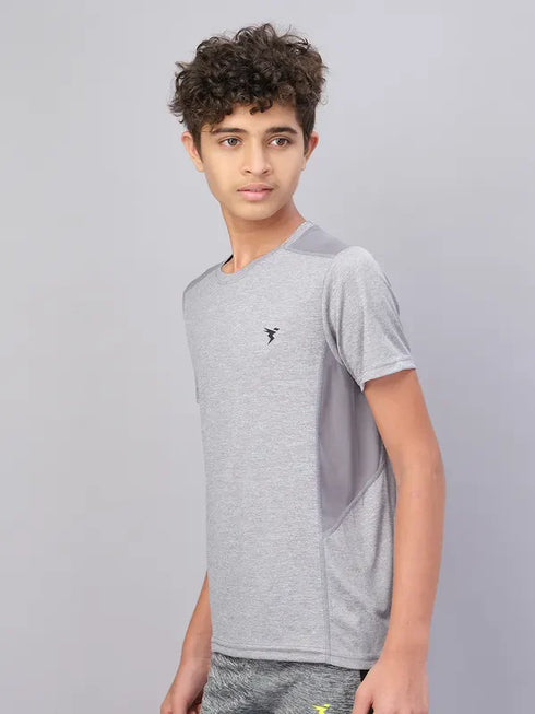 Boys Melange Slim Fit Crew Neck T-shirt with DOUBLE COOL