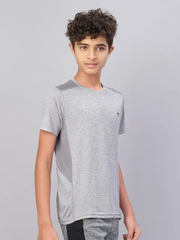 Boys Melange Slim Fit Crew Neck T-shirt with DOUBLE COOL