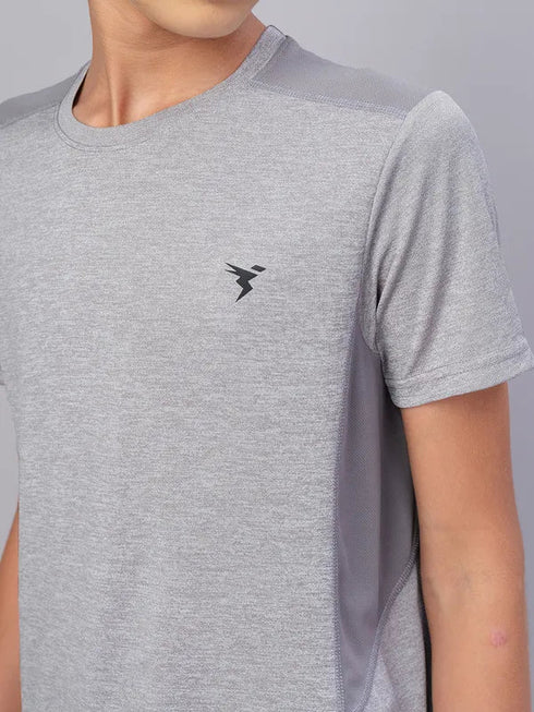 Boys Melange Slim Fit Crew Neck T-shirt with DOUBLE COOL