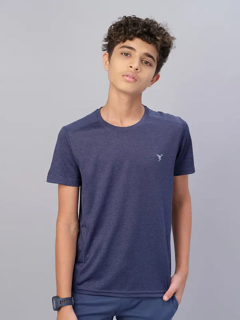 Boys Melange Slim Fit Crew Neck T-shirt with DOUBLE COOL