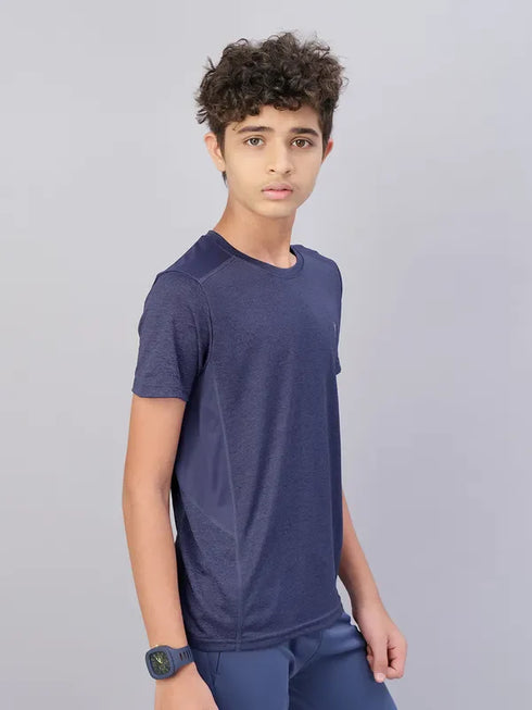 Boys Melange Slim Fit Crew Neck T-shirt with DOUBLE COOL