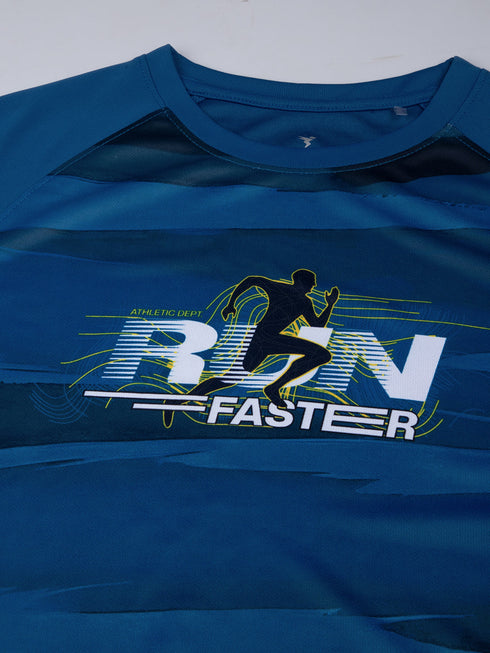 Boys Printed Slim Fit Crew Neck T-shirt with TECHNO COOL+