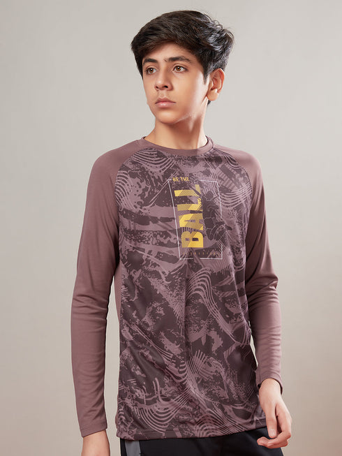 Boys Printed Slim Fit Crew Neck T-shirt with TECHNO COOL+