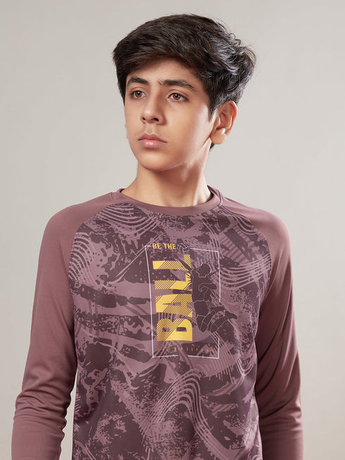 Boys Printed Slim Fit Crew Neck T-shirt with TECHNO COOL+