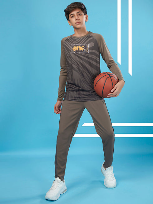 Boys Printed Slim Fit Crew Neck T-shirt with TECHNO COOL+