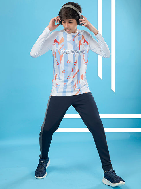 Boys Printed Slim Fit Crew Neck T-shirt with TECHNO COOL+