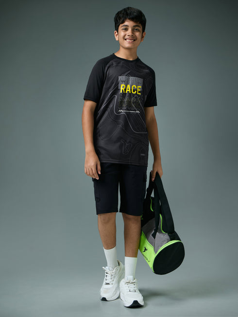 Boys Printed Slim Fit Crew Neck T-shirt with TECHNOLITE