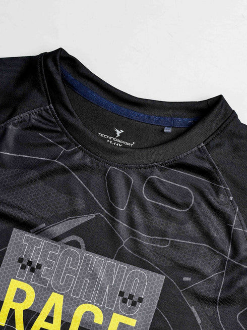 Boys Printed Slim Fit Crew Neck T-shirt with TECHNOLITE