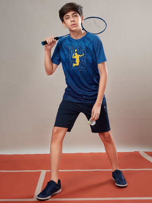 Boys Printed Slim Fit Crew Neck T-shirt with TECHNOLITE