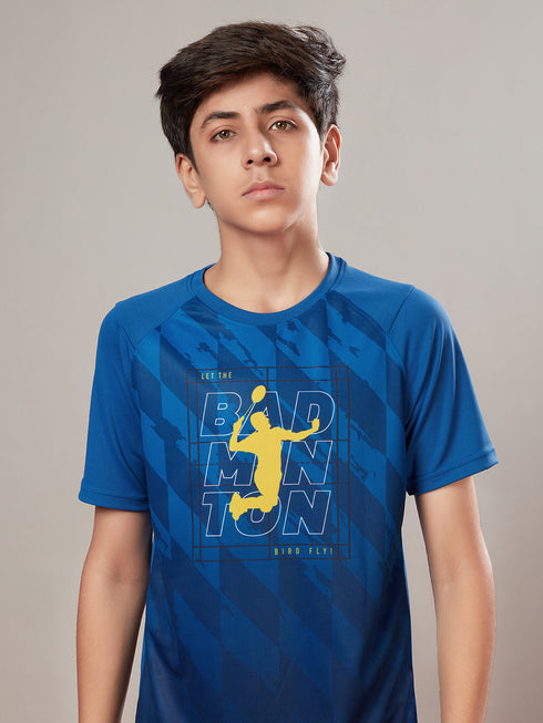 Boys Printed Slim Fit Crew Neck T-shirt with TECHNOLITE