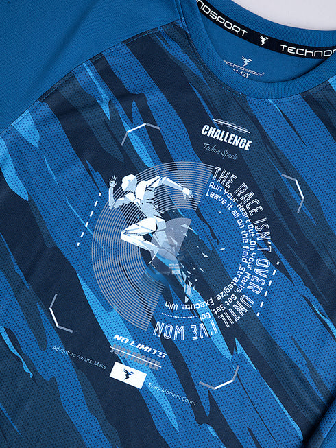 Boys Printed Slim Fit Crew Neck T-shirt with TECHNOLITE