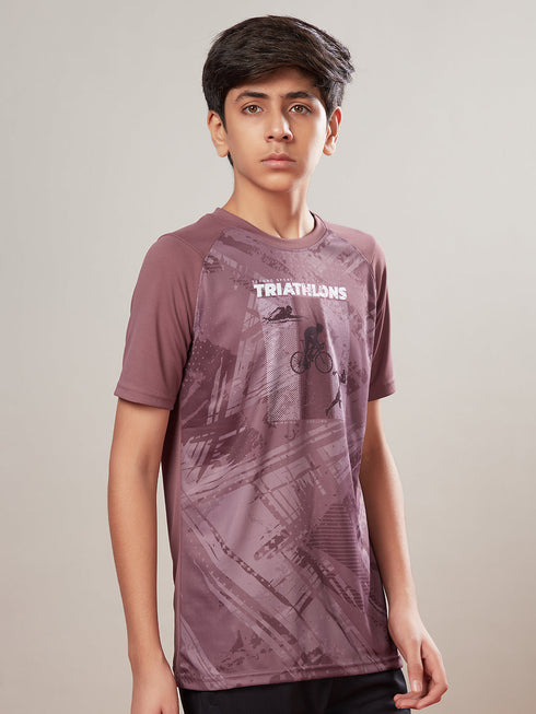 Boys Printed Slim Fit Crew Neck T-shirt with TECHNOLITE