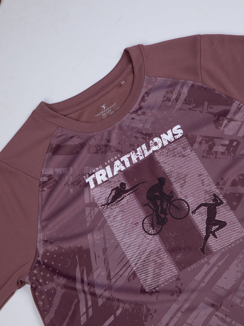 Boys Printed Slim Fit Crew Neck T-shirt with TECHNOLITE