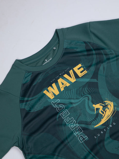 Boys Printed Slim Fit Crew Neck T-shirt with TECHNOLITE