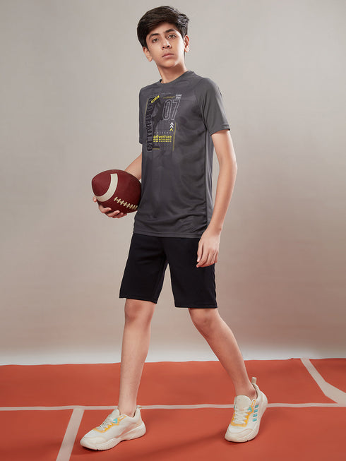 Boys Printed Slim Fit Crew Neck T-shirt with TECHNOLITE