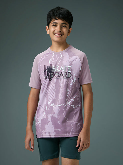 Boys Printed Slim Fit Crew Neck T-shirt with TECHNOLITE