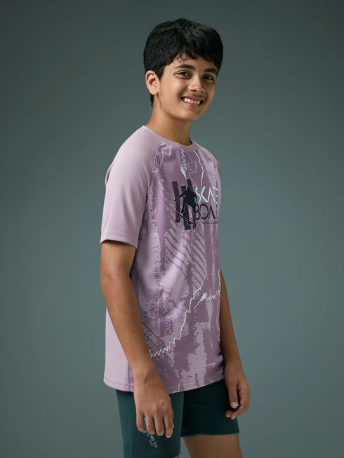 Boys Printed Slim Fit Crew Neck T-shirt with TECHNOLITE