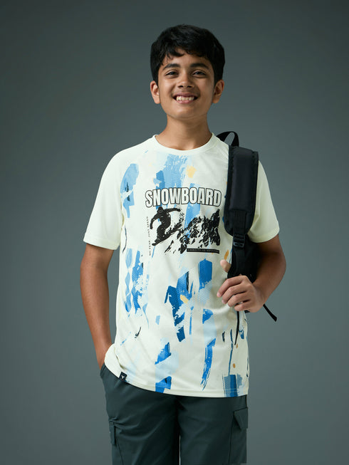 Boys Printed Slim Fit Crew Neck T-shirt with TECHNOLITE
