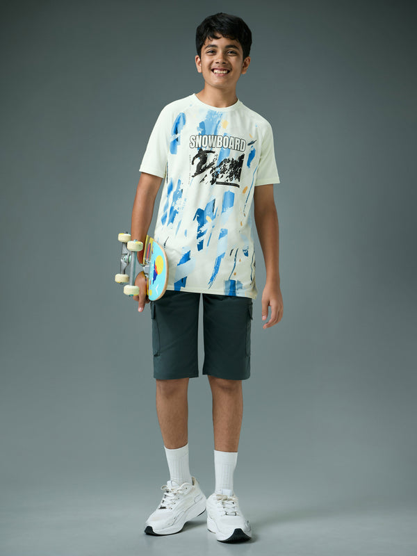 Boys Printed Slim Fit Crew Neck T-shirt with TECHNOLITE