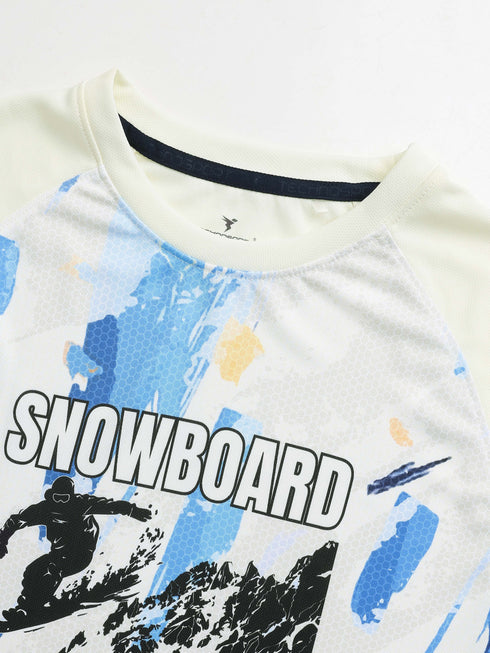 Boys Printed Slim Fit Crew Neck T-shirt with TECHNOLITE