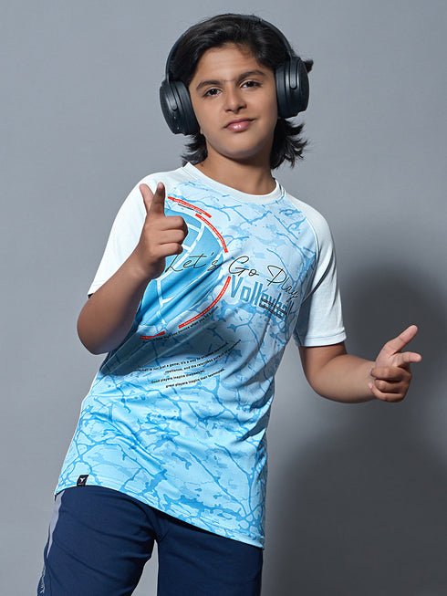 Boys Printed Slim Fit Crew Neck T-shirt with TECHNOLITE