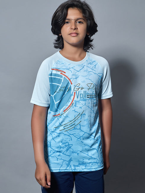 Boys Printed Slim Fit Crew Neck T-shirt with TECHNOLITE