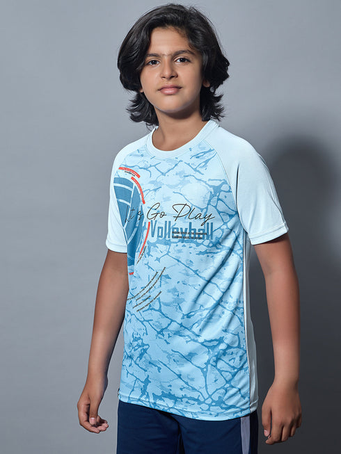 Boys Printed Slim Fit Crew Neck T-shirt with TECHNOLITE