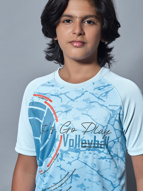 Boys Printed Slim Fit Crew Neck T-shirt with TECHNOLITE