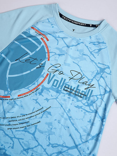 Boys Printed Slim Fit Crew Neck T-shirt with TECHNOLITE
