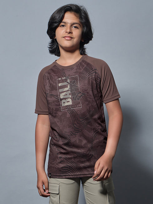 Boys Printed Slim Fit Crew Neck T-shirt with TECHNOLITE