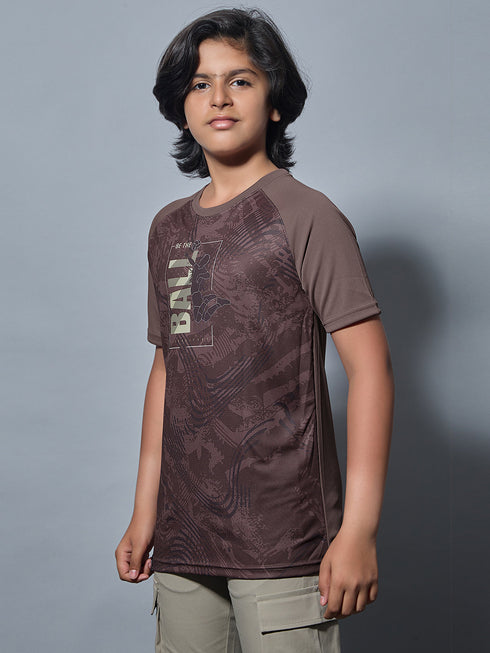 Boys Printed Slim Fit Crew Neck T-shirt with TECHNOLITE