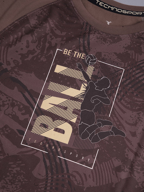 Boys Printed Slim Fit Crew Neck T-shirt with TECHNOLITE