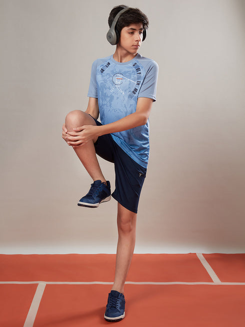 Boys Printed Slim Fit Crew Neck T-shirt with TECHNOLITE