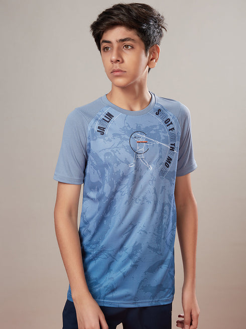Boys Printed Slim Fit Crew Neck T-shirt with TECHNOLITE