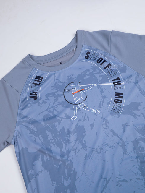 Boys Printed Slim Fit Crew Neck T-shirt with TECHNOLITE